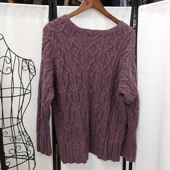 Cozy Purple Chunky Cotton Blend Spring Beach Sweater - Picture 8 of 8